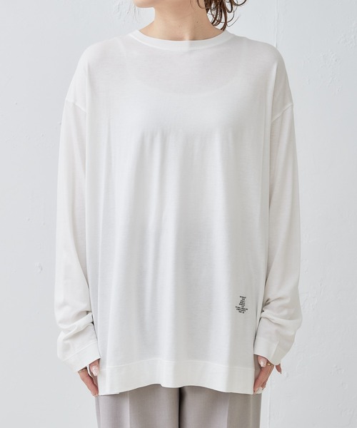 PUAL CE CIN（ピュアルセシン）の「ロゴプリントガーゼプルオーバー（Tシャツ/カットソー・レディース・オフホワイト/ライトベージュ・FREE）」の9枚目の写真