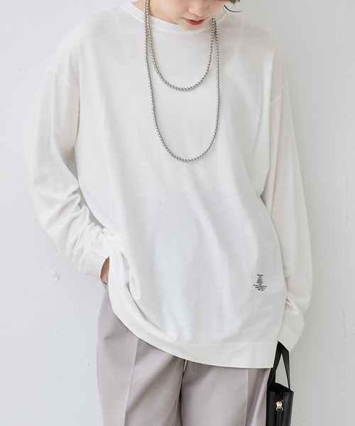 PUAL CE CIN（ピュアルセシン）の「ロゴプリントガーゼプルオーバー（Tシャツ/カットソー・レディース・オフホワイト/ライトベージュ・FREE）」の14枚目の写真