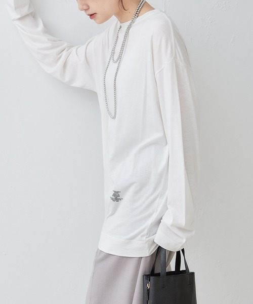 PUAL CE CIN（ピュアルセシン）の「ロゴプリントガーゼプルオーバー（Tシャツ/カットソー・レディース・オフホワイト/ライトベージュ・FREE）」の10枚目の写真