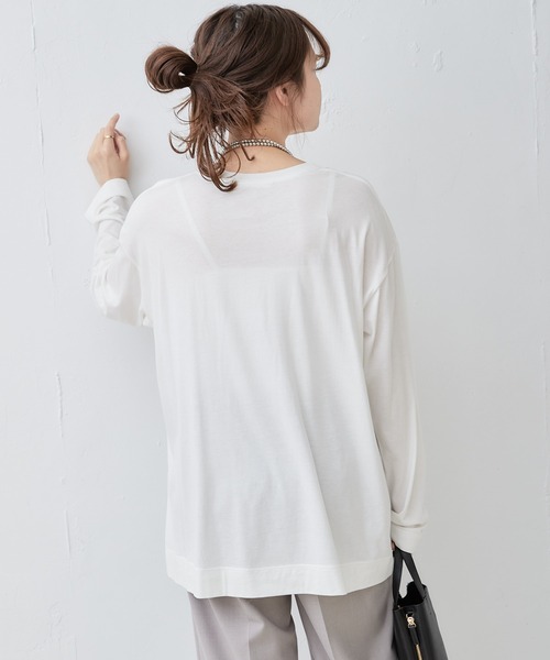 PUAL CE CIN（ピュアルセシン）の「ロゴプリントガーゼプルオーバー（Tシャツ/カットソー・レディース・オフホワイト/ライトベージュ・FREE）」の18枚目の写真