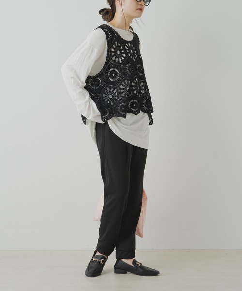 PUAL CE CIN（ピュアルセシン）の「ロゴプリントガーゼプルオーバー（Tシャツ/カットソー・レディース・オフホワイト/ライトベージュ・FREE）」の3枚目の写真