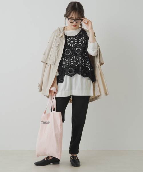 PUAL CE CIN（ピュアルセシン）の「ロゴプリントガーゼプルオーバー（Tシャツ/カットソー・レディース・オフホワイト/ライトベージュ・FREE）」の6枚目の写真