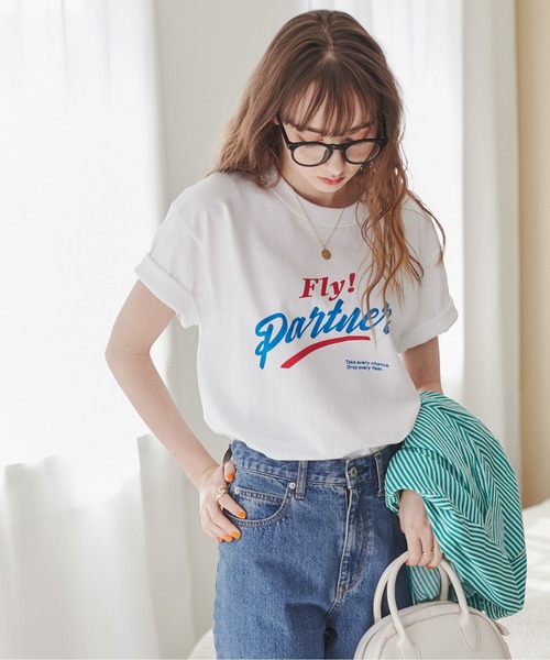 ANGIE（アンジー）の「レトロロゴプリントTシャツ（半袖）（Tシャツ/カットソー・レディース・ピンク/ホワイト/ダークグレー/ブルー・LARGE/MEDIUM）」の15枚目の写真