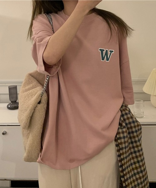 Chaco closet(チャコ クローゼット)の「オーバーサイズエンブレムバックプリントTシャツ(Tシャツ/カットソー・レディース・グレー/ホワイト/ピンク・FREE)」の19枚目の写真