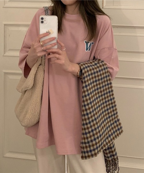 Chaco closet(チャコ クローゼット)の「オーバーサイズエンブレムバックプリントTシャツ(Tシャツ/カットソー・レディース・グレー/ホワイト/ピンク・FREE)」の20枚目の写真