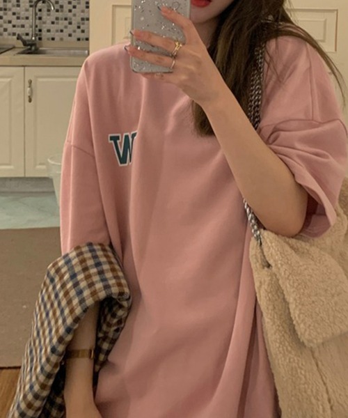 Chaco closet(チャコ クローゼット)の「オーバーサイズエンブレムバックプリントTシャツ(Tシャツ/カットソー・レディース・グレー/ホワイト/ピンク・FREE)」の21枚目の写真