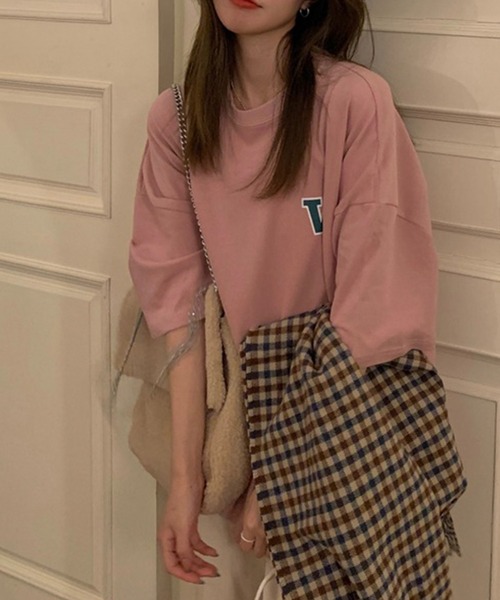 Chaco closet(チャコ クローゼット)の「オーバーサイズエンブレムバックプリントTシャツ(Tシャツ/カットソー・レディース・グレー/ホワイト/ピンク・FREE)」の22枚目の写真