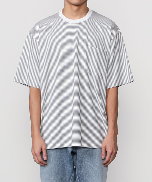 handvaerk（ハンドバーク）の「handvaerk | 60/2 クルーネックポケットビッグTシャツ ストライプ MEN（Tシャツ/カットソー・メンズ・ホワイト系その他・S/M/L）」の5枚目の写真