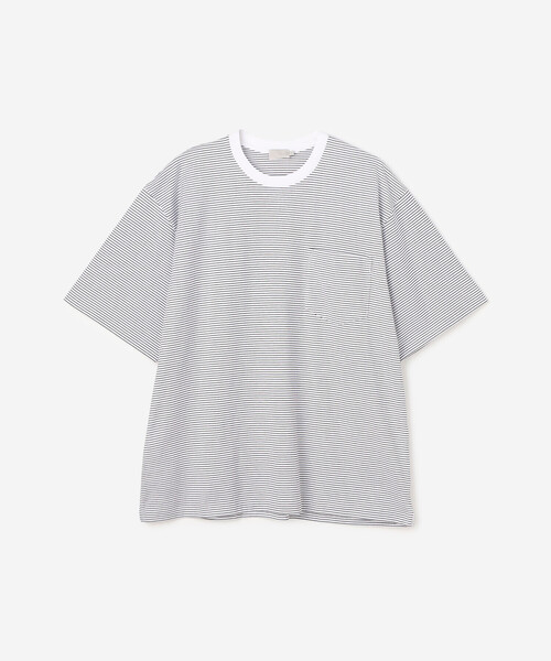 handvaerk（ハンドバーク）の「handvaerk | 60/2 クルーネックポケットビッグTシャツ ストライプ MEN（Tシャツ/カットソー・メンズ・ホワイト系その他・S/M/L）」の2枚目の写真