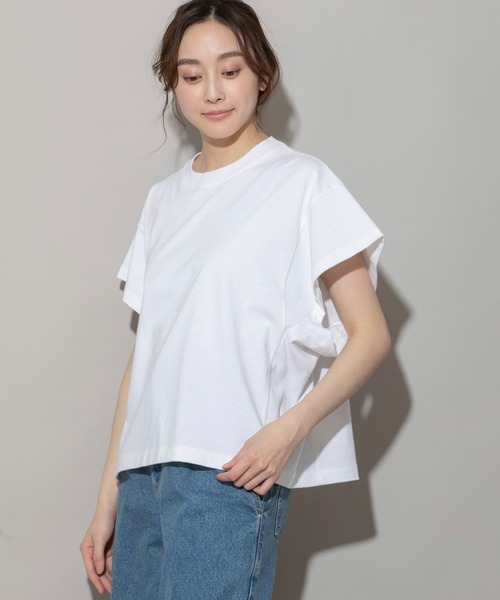 Munich(ミューニック)の「ブリングアウトエコジャージワイトTシャツ(Tシャツ/カットソー・レディース・ホワイト/ブラック/イエロー/ホワイト×ブラック・FREE)」の1枚目の写真