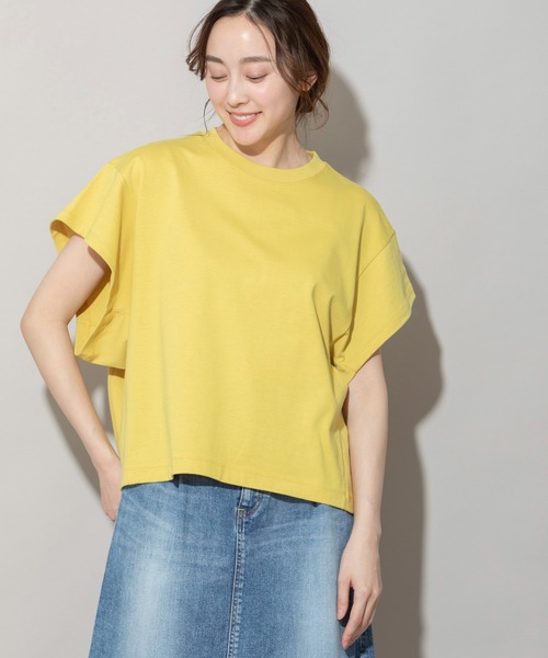 Munich(ミューニック)の「ブリングアウトエコジャージワイトTシャツ(Tシャツ/カットソー・レディース・ホワイト/ブラック/イエロー/ホワイト×ブラック・FREE)」の4枚目の写真