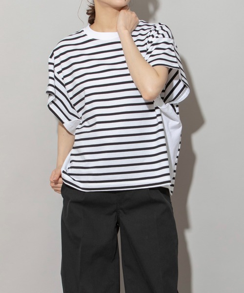 Munich(ミューニック)の「ブリングアウトエコジャージワイトTシャツ(Tシャツ/カットソー・レディース・ホワイト/ブラック/イエロー/ホワイト×ブラック・FREE)」の7枚目の写真