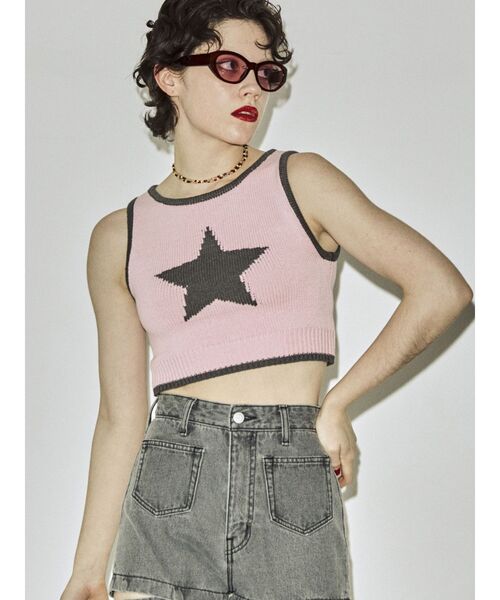 jouetie（ジュエティ）の「スターサマーニットタンク（タンクトップ・レディース・ブラック/ブルー/ピンク・MEDIUM）」の3枚目の写真