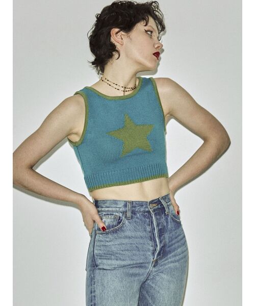 jouetie（ジュエティ）の「スターサマーニットタンク（タンクトップ・レディース・ブラック/ブルー/ピンク・MEDIUM）」の12枚目の写真