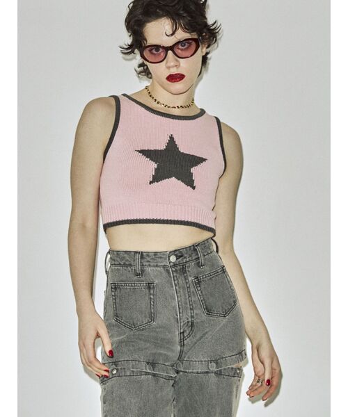 jouetie（ジュエティ）の「スターサマーニットタンク（タンクトップ・レディース・ブラック/ブルー/ピンク・MEDIUM）」の16枚目の写真