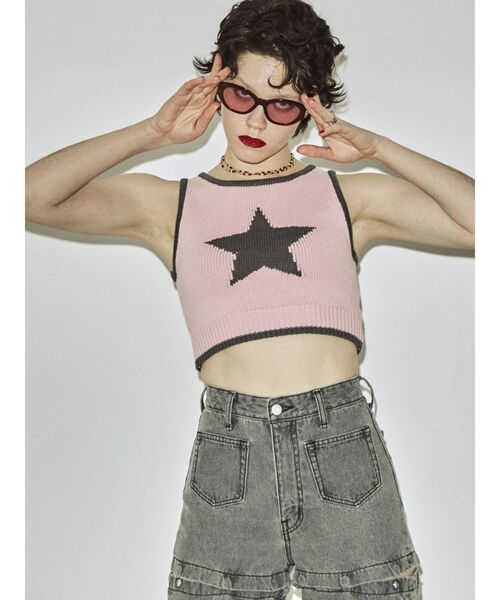 jouetie（ジュエティ）の「スターサマーニットタンク（タンクトップ・レディース・ブラック/ブルー/ピンク・MEDIUM）」の17枚目の写真