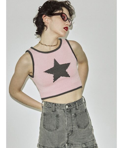 jouetie（ジュエティ）の「スターサマーニットタンク（タンクトップ・レディース・ブラック/ブルー/ピンク・MEDIUM）」の18枚目の写真