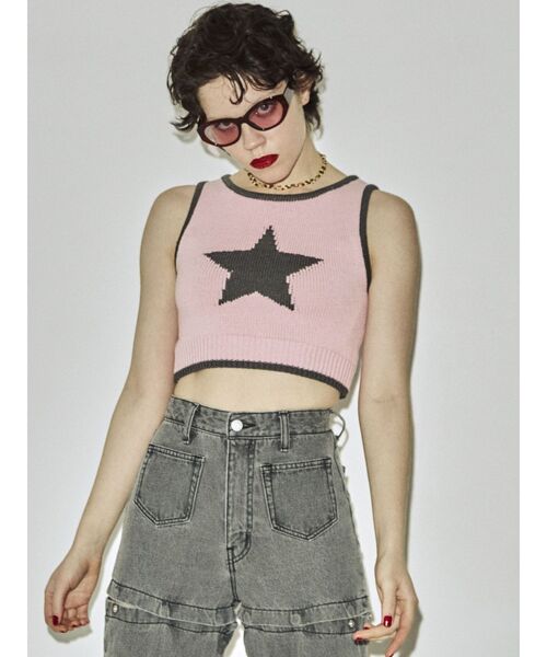 jouetie（ジュエティ）の「スターサマーニットタンク（タンクトップ・レディース・ブラック/ブルー/ピンク・MEDIUM）」の19枚目の写真