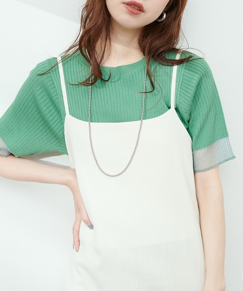 natural couture(ナチュラルクチュール)の「袖口シアー強撚リブニット(ニット/セーター・レディース・ラベンダー/ブラック/グレイッシュベージュ/ベージュ/オフホワイト/ピンク/グリーン・FREE)」の5枚目の写真