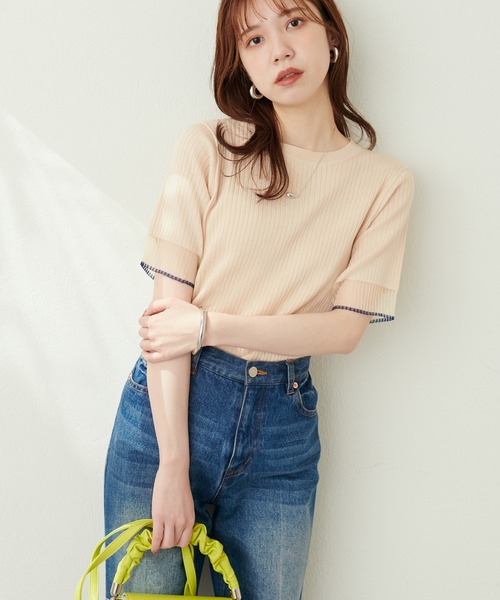 natural couture(ナチュラルクチュール)の「袖口シアー強撚リブニット(ニット/セーター・レディース・ラベンダー/ブラック/グレイッシュベージュ/ベージュ/オフホワイト/ピンク/グリーン・FREE)」の20枚目の写真
