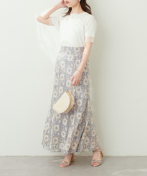 natural couture(ナチュラルクチュール)の「袖口シアー強撚リブニット(ニット/セーター・レディース・ラベンダー/ブラック/グレイッシュベージュ/ベージュ/オフホワイト/ピンク/グリーン・FREE)」の11枚目の写真