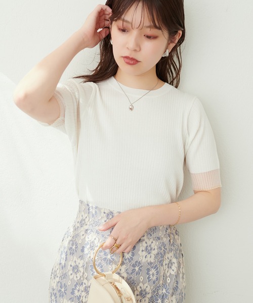 ニット セーター 袖シアーリブニット レディース PROPORTION BODY DRESSING ニット セーター 袖シアーリブニット