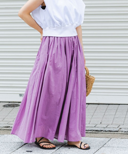 ITEMS URBANRESEARCH（アイテムズ アーバンリサーチ）の「ギャザースカート（スカート・レディース・チェック/ブラック/ラベンダー/ミント・FREE）」の3枚目の写真