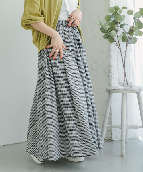 ITEMS URBANRESEARCH（アイテムズ アーバンリサーチ）の「ギャザースカート（スカート・レディース・チェック/ブラック/ラベンダー/ミント・FREE）」の4枚目の写真