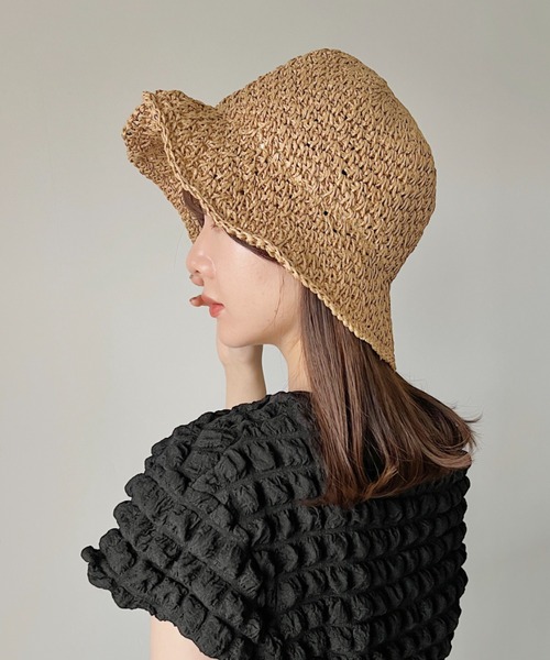 CLEA（クレア）の「シンプルつば広ペーパー雑材ハット（ハット・レディース・ベージュ/アイボリー・FREE）」の2枚目の写真