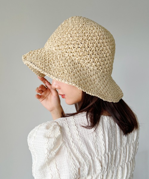CLEA（クレア）の「シンプルつば広ペーパー雑材ハット（ハット・レディース・ベージュ/アイボリー・FREE）」の5枚目の写真