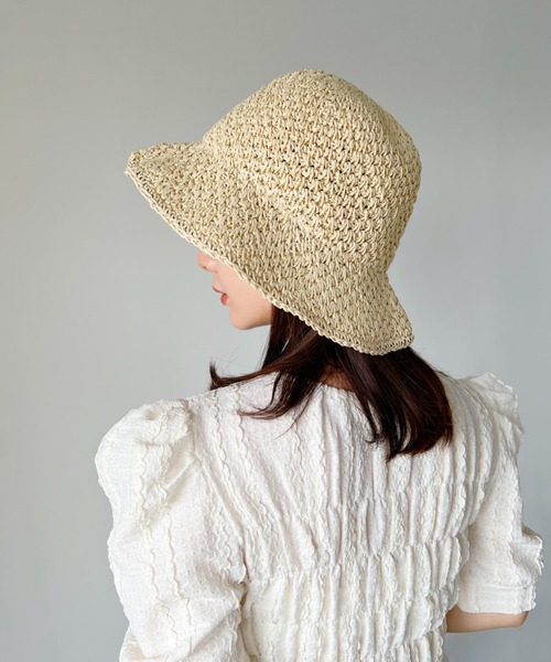 CLEA（クレア）の「シンプルつば広ペーパー雑材ハット（ハット・レディース・ベージュ/アイボリー・FREE）」の3枚目の写真