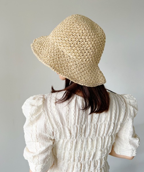 CLEA（クレア）の「シンプルつば広ペーパー雑材ハット（ハット・レディース・ベージュ/アイボリー・FREE）」の4枚目の写真