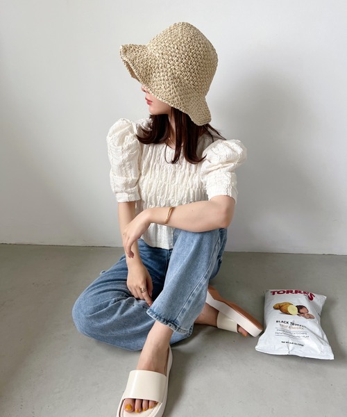 CLEA（クレア）の「シンプルつば広ペーパー雑材ハット（ハット・レディース・ベージュ/アイボリー・FREE）」の10枚目の写真