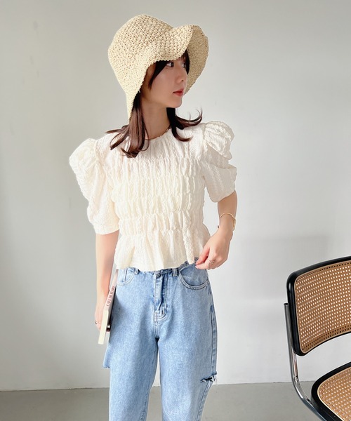 CLEA（クレア）の「シンプルつば広ペーパー雑材ハット（ハット・レディース・ベージュ/アイボリー・FREE）」の9枚目の写真