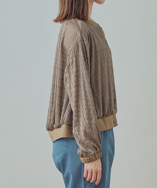 KELEN×HEELANDTOE ケレン シアージップアップブルゾン ホワイト She's Closet ブルゾン アウター ノーカラー長袖ショート丈