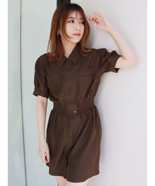 MURUA（ムルーア）の「ウエストシャーリングロンパース（サロペット/オーバーオール・レディース・ブラック/カーキ・FREE）」の2枚目の写真