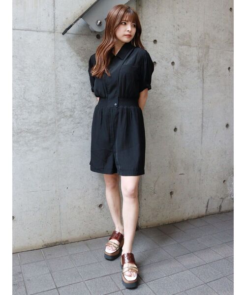 MURUA（ムルーア）の「ウエストシャーリングロンパース（サロペット/オーバーオール・レディース・ブラック/カーキ・FREE）」の11枚目の写真