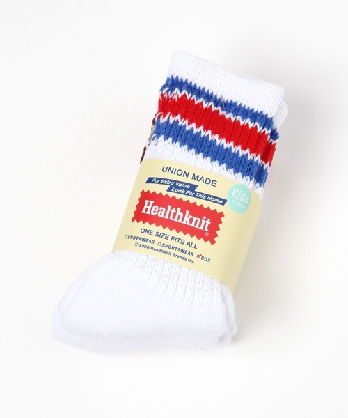 Healthknit(ヘルスニット)の「【Healthknit(ヘルスニット)】ライン3Pソックス(ソックス/靴下・キッズ・ホワイト・MEDIUM/LARGE)」の7枚目の写真