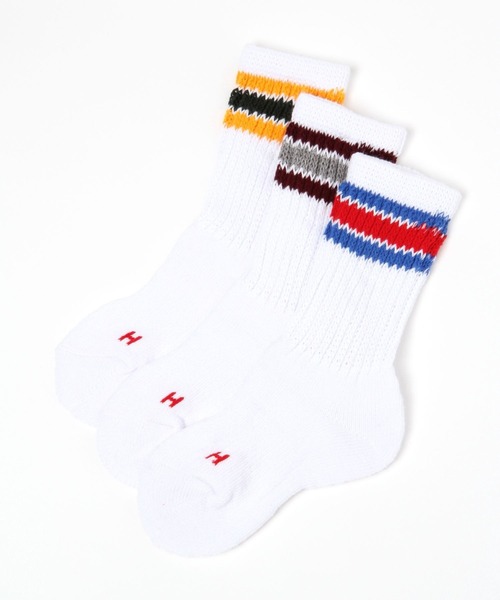 Healthknit(ヘルスニット)の「【Healthknit(ヘルスニット)】ライン3Pソックス(ソックス/靴下・キッズ・ホワイト・MEDIUM/LARGE)」の8枚目の写真