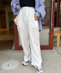 【低身長用サイズあり】配色ステッチ / タック入りスラックス