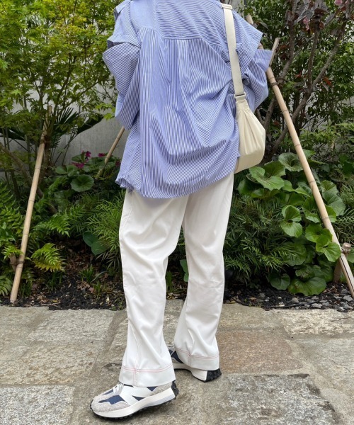 nemne store（ネンネストア）の「【低身長用サイズあり】配色ステッチ / タック入りスラックス（スラックス・レディース・アイボリー/ブラック・MEDIUM/SMALL）」の16枚目の写真