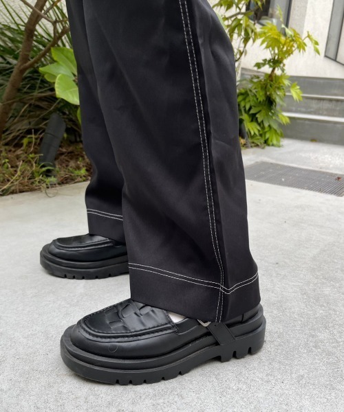 nemne store（ネンネストア）の「【低身長用サイズあり】配色ステッチ / タック入りスラックス（スラックス・レディース・アイボリー/ブラック・MEDIUM/SMALL）」の14枚目の写真