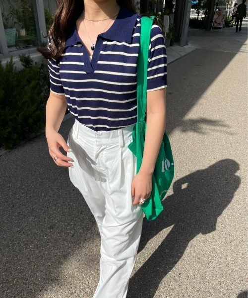 nemne store（ネンネストア）の「【低身長用サイズあり】配色ステッチ / タック入りスラックス（スラックス・レディース・アイボリー/ブラック・MEDIUM/SMALL）」の8枚目の写真