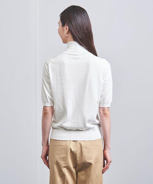 UNITED ARROWS（ユナイテッドアローズ）の「コットン/シルク 18G SSL タートルニット（ニット/セーター・レディース・ネイビー/オフホワイト・FREE）」の5枚目の写真