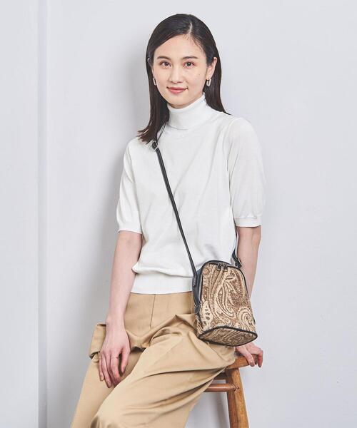 UNITED ARROWS（ユナイテッドアローズ）の「コットン/シルク 18G SSL タートルニット（ニット/セーター・レディース・ネイビー/オフホワイト・FREE）」の3枚目の写真