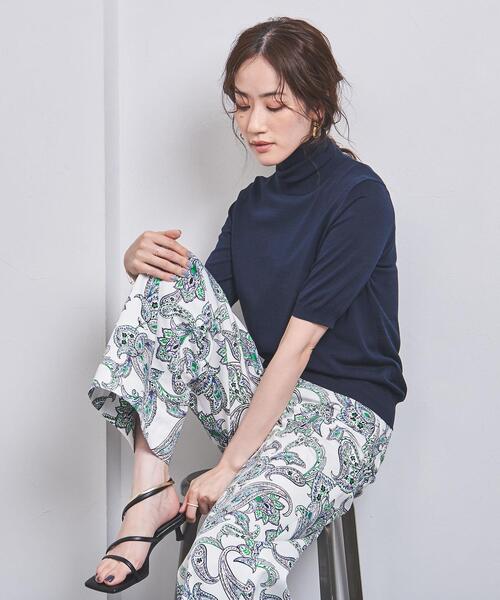 UNITED ARROWS（ユナイテッドアローズ）の「コットン/シルク 18G SSL タートルニット（ニット/セーター・レディース・ネイビー/オフホワイト・FREE）」の8枚目の写真