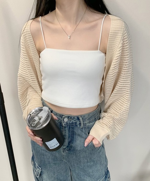 non-hedge(ノンヘッジ)の「透かしボレロ(カーディガン/ボレロ・レディース・ベージュ/モカ/ブラック/オフホワイト・F)」の18枚目の写真