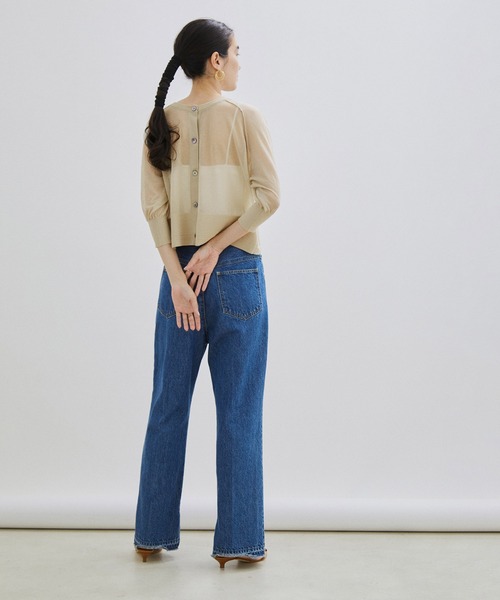 SALON adam et rope'（サロン アダム エ ロペ）の「コットンシアークルーネック2WAYカーディガン（カーディガン/ボレロ・レディース・ブラック/ライトグレー/グリーン・FREE）」の4枚目の写真