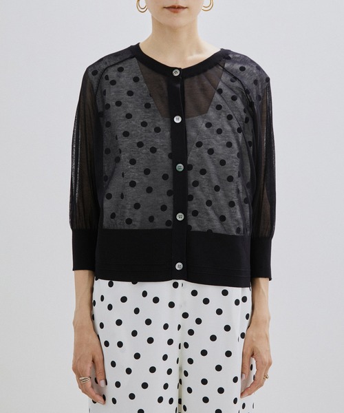 SALON adam et rope'（サロン アダム エ ロペ）の「コットンシアークルーネック2WAYカーディガン（カーディガン/ボレロ・レディース・ブラック/ライトグレー/グリーン・FREE）」の13枚目の写真