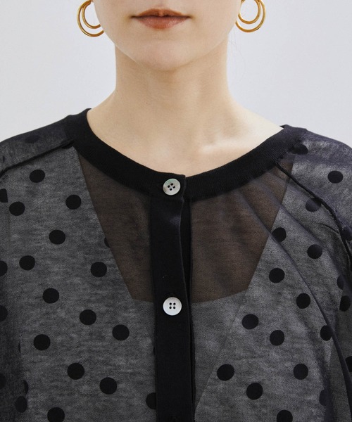 SALON adam et rope'（サロン アダム エ ロペ）の「コットンシアークルーネック2WAYカーディガン（カーディガン/ボレロ・レディース・ブラック/ライトグレー/グリーン・FREE）」の22枚目の写真